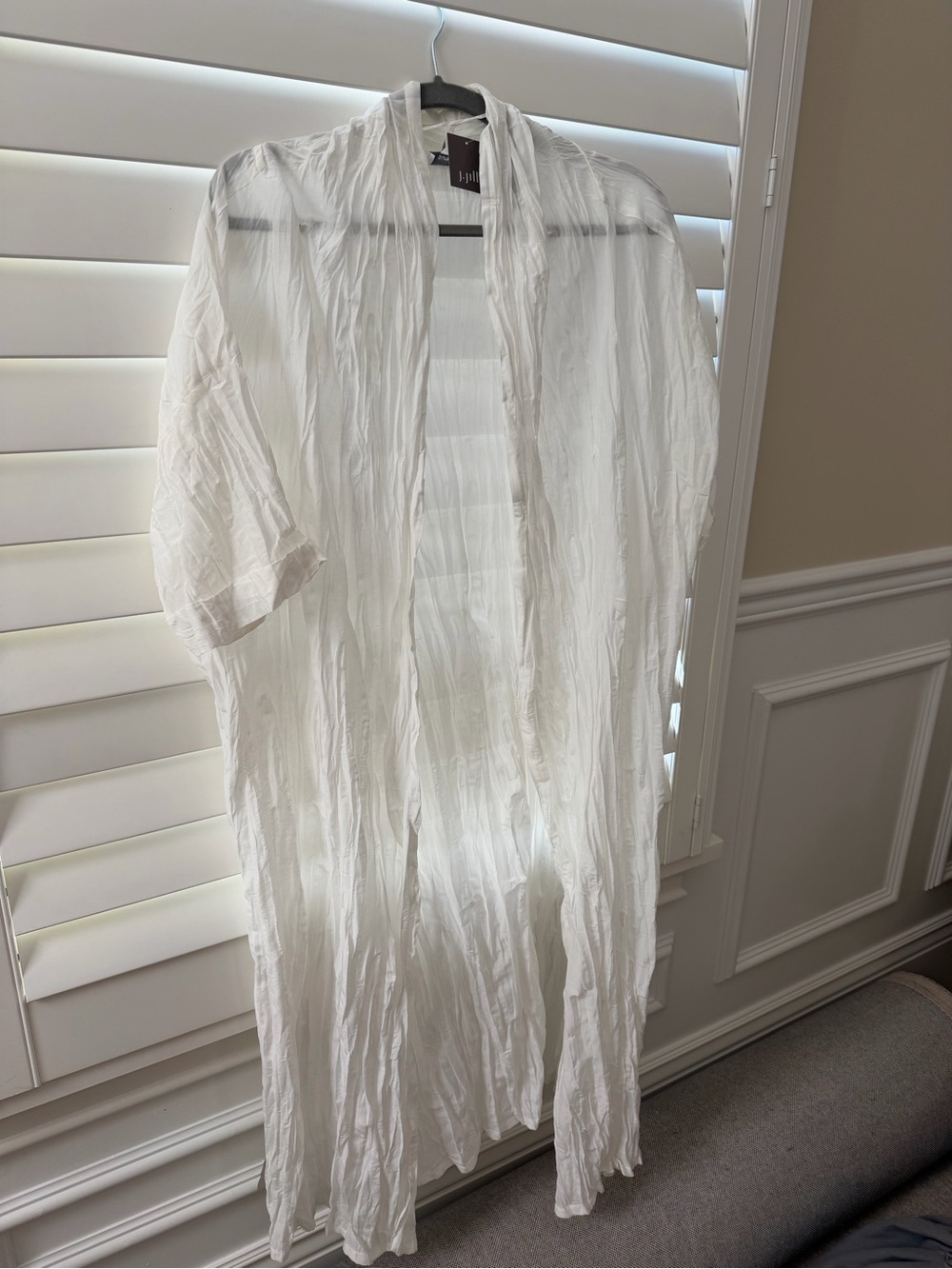 J. Jill Cream Crinkled Lightweight Duster